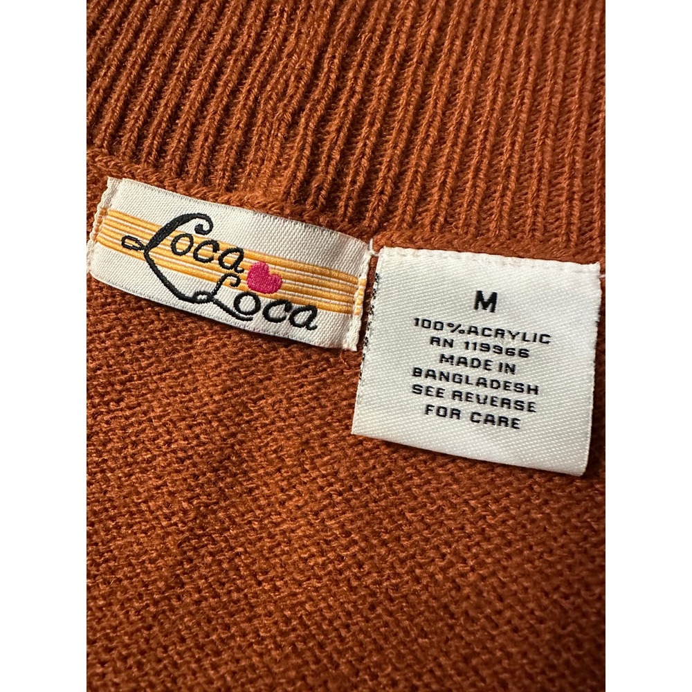 Y2K Rust Cropped Button Cardigan Womens M Retro Secretary Indie Sleaze - Picture 6 of 7